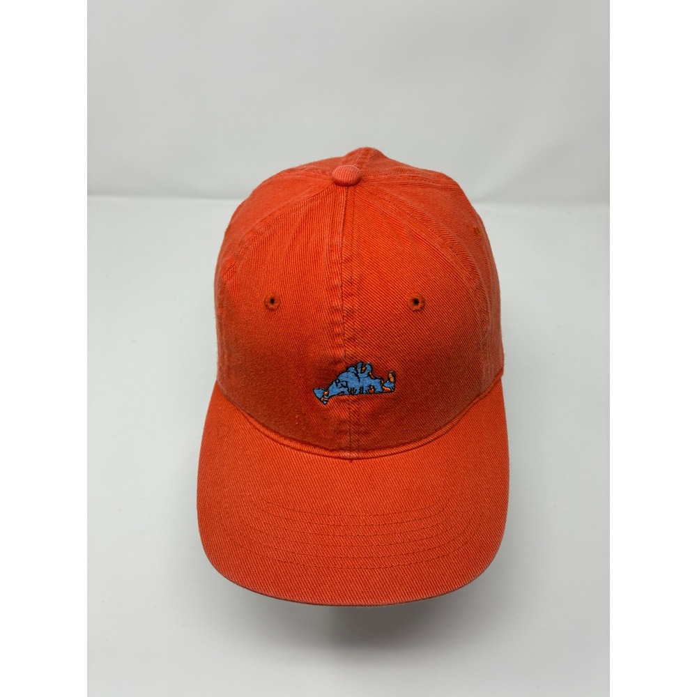 Vintage Martha's Vineyard Map Embroidered Hat Adams Orange Cotton Cap M/L - Picture 2 of 7